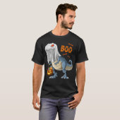 Ghost Dinosaur T rex Funny Boo Halloween Pumpkin T-shirt (Voorkant volledig)