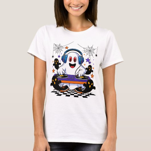 Ghost DJ Halloween Party Design T-shirt (Voorkant)