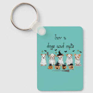 Ghost Dog Black Cat Pumpkin Halloween Sleutelhanger