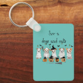 Ghost Dog Black Cat Pumpkin Halloween Sleutelhanger (Voorkant)