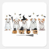 Ghost Dog Black Cat Pumpkin Halloween Vierkante Sticker (Voorkant)