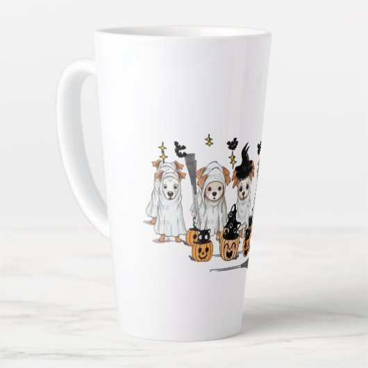 Ghost Dog Black Cat Pumpkin HalloweenLatte Mok (Linkerhoek)