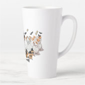 Ghost Dog Black Cat Pumpkin HalloweenLatte Mok (Rechts)