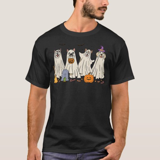 Ghost Dog Halloween Boo Ghosts Dogs Wearing Ghost  T-shirt (Voorkant)