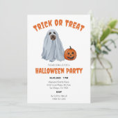 Ghost Dog Halloween Trick or treat Party Kaart (Staand voorkant)