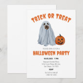 Ghost Dog Halloween Trick or treat Party Kaart (Voorkant / Achterkant)
