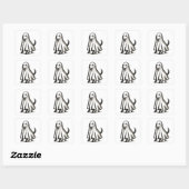Ghost Dog in Costume – Halloween Ink Style on Vierkante Sticker (Vel)