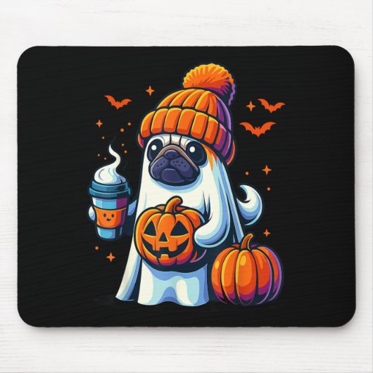 Ghost Dog Pompoen Dranken Beanie Herfst Halloween Muismat (Voorkant)
