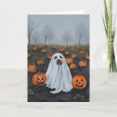 Ghost Dog Waterverf Halloween Kaart (Voorkant)