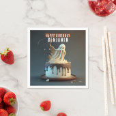 Ghost Donker en Witte Chocolade Verjaardagstaart - Servet (Insitu)