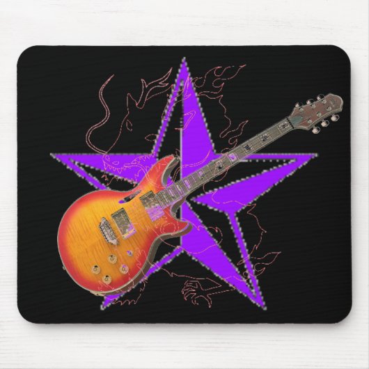 Ghost Dragon Paarse Star Amber Guitar Mousepad Muismat (Voorkant)