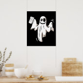 Ghost Drink Beer Funny Halloween Poster (Keuken)
