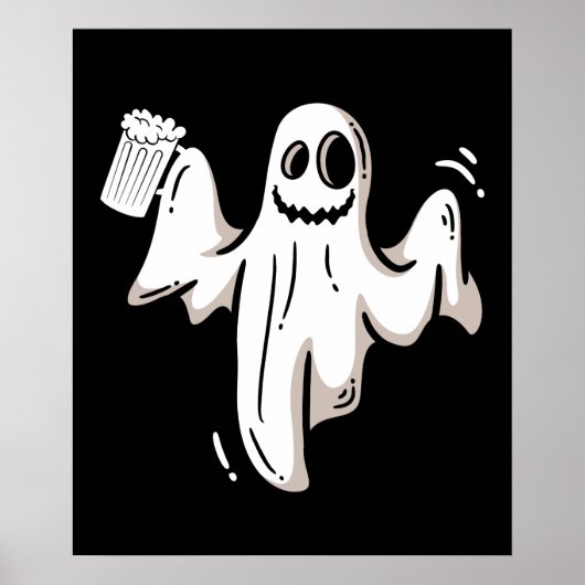 Ghost Drink Beer Funny Halloween Poster (Voorkant)