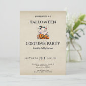 Ghost Drink Wijn Schattige Fun  Halloween Kaart (Staand voorkant)