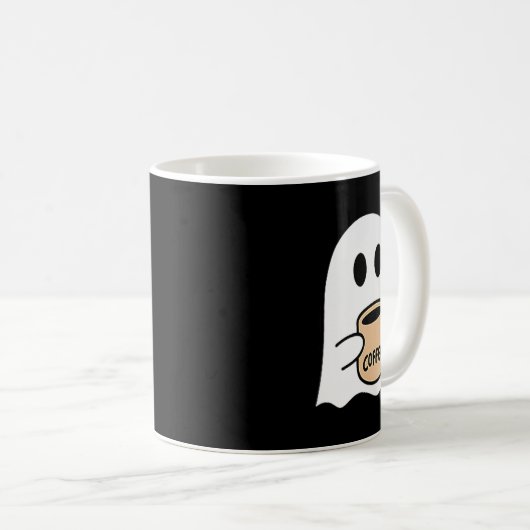 Ghost Drinking Coffee Funny Halloween Costume Coff Koffiemok (Voorkant rechts)