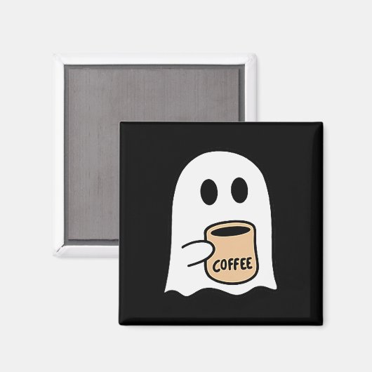 Ghost Drinking Coffee Funny Halloween Costume Coff Magneet (Voorkant / Achterkant)