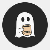 Ghost Drinking Coffee Funny Halloween Costume Coff Ronde Sticker (Voorkant)