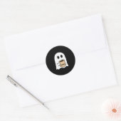 Ghost Drinking Coffee Funny Halloween Costume Coff Ronde Sticker (Envelop)