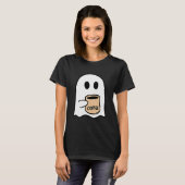 Ghost Drinking Coffee Funny Halloween Costume Coff T-shirt (Voorkant volledig)