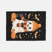 Ghost Drinking Coffee Halloween Cute Ghost Ice Cof Fleece Deken (Voorkant (Horizontaal))