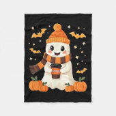 Ghost Drinking Coffee Halloween Cute Ghost Ice Cof Fleece Deken (Voorkant)