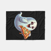 Ghost Eating Pizza Halloween Mannen Vrouwen Kinder Fleece Deken (Voorkant (Horizontaal))