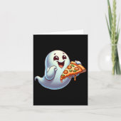 Ghost Eating Pizza Halloween Mannen Vrouwen Kinder Kaart (Voorkant)