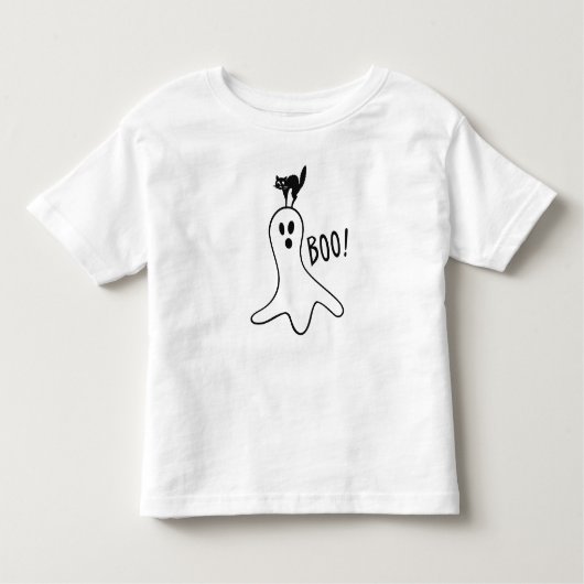 Ghost en Black Cat Halloween Cute Kinder Shirts (Voorkant)