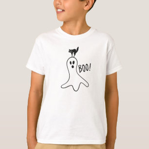 Ghost en Black Cat Halloween Cute T-shirt