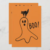 Ghost en Black Cat Halloween Party Spooky Sinaasap Kaart (Voorkant / Achterkant)