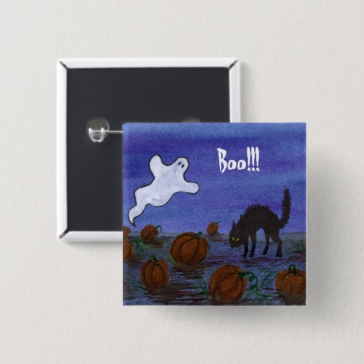 Ghost en Black Cat Pumpkin Patch Vierkante Button 5,1 Cm (Voorkant /achterkant)