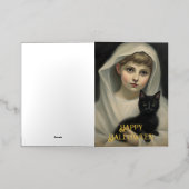 Ghost en een Black Cat Halloween Folie Wenskaart (Buiten Laag)