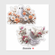 Ghost en Flowers Vinyl Stickers Aanpassen