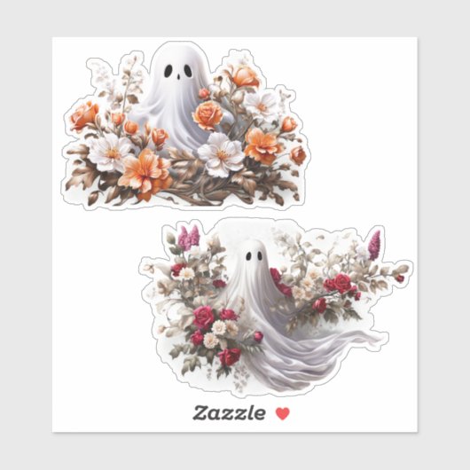 Ghost en Flowers Vinyl Stickers Aanpassen (Vel)