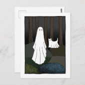 Ghost en Ghost Cat in de bossen grappig schattig Briefkaart (Voorkant / Achterkant)