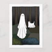 Ghost en Ghost Cat in de bossen grappig schattig Briefkaart (Voorkant)
