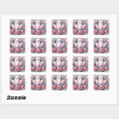 Ghost en Pink Roses Pinkoween Vierkante Sticker (Vel)