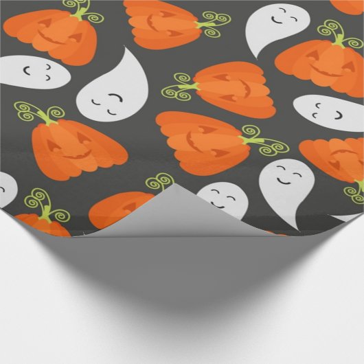 Ghost- en pompoenpatroon cadeaupapier (Hoek)