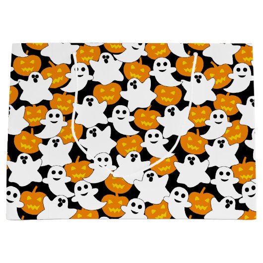 Ghost en Pumpkin Halloween Pattern Groot Cadeauzakje (Voorkant)