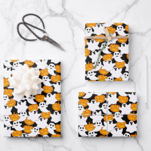 Ghost en Pumpkin Halloween Pattern Inpakpapier Vel