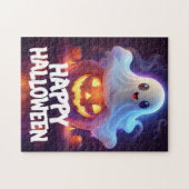 Ghost en Pumpkin Happy Halloween Legpuzzel (Horizontaal)