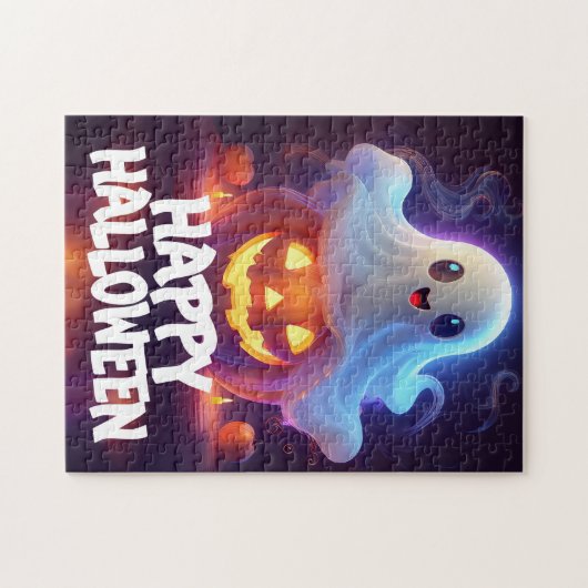 Ghost en Pumpkin Happy Halloween Legpuzzel (Horizontaal)