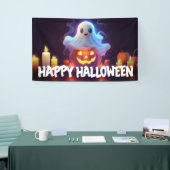 Ghost en Pumpkin Happy Halloween Spandoek (Beurs)
