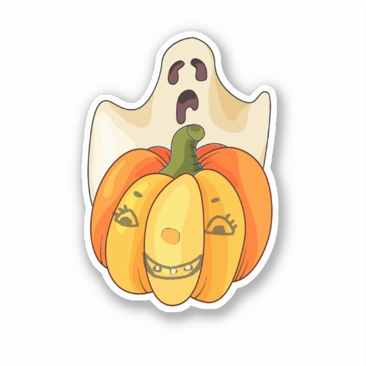 Ghost en Pumpkin Vinyl Custom Cut Sticker (Voorkant)