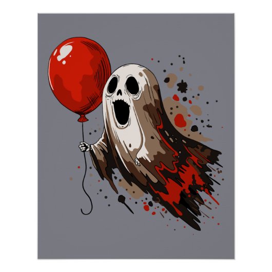 Ghost en rode ballon perfect poster (Voorkant)