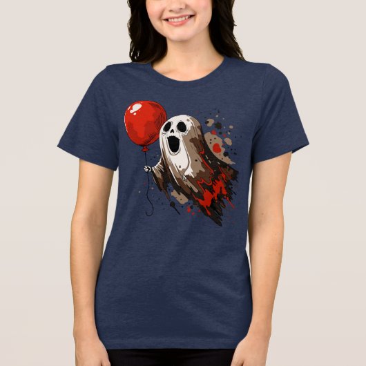 Ghost en rode ballon Tri-Blend shirt (Voorkant)