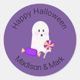 Ghost en Snoep Halloween Favor Ronde Sticker