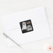Ghost en Tombstone Boo Halloween Vierkante Sticker (Envelop)