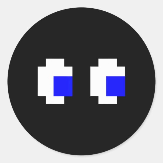 Ghost Eyes Pixel Arcade Videospel 8-bit Matching Ronde Sticker (Voorkant)