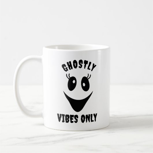 Ghost Face Ghostly Vibes Only Custom Halloween Koffiemok (Links)